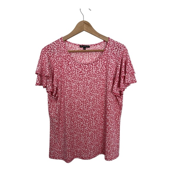 Adrianna Pappel Floral Red Women's Top with light ruffle sleeves size XL - Picture 1 of 5